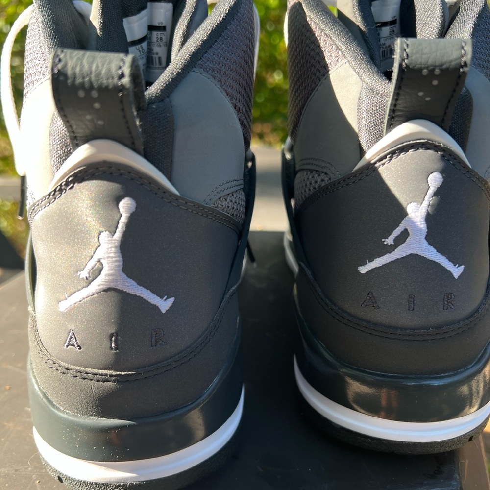 Gray and White High-Top Sneakers - Picture 4 of 10